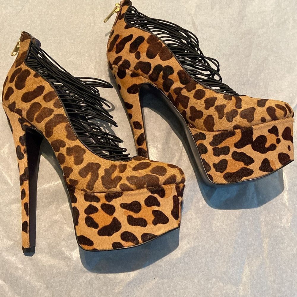 London Trash Leopard Print Platform Heels size 8